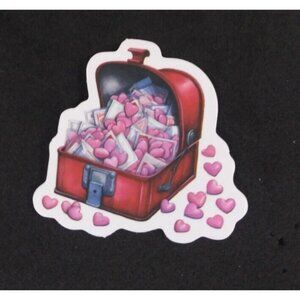 10/$10 Red Container Of Pink Hearts Valentine's Day Sticker 1.5" x 1.58" (AF)
